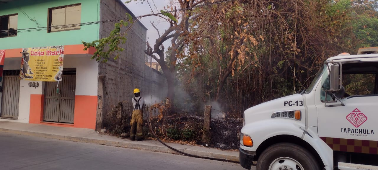 PC Tapachula atiende incendios de pastizales en distintos puntos