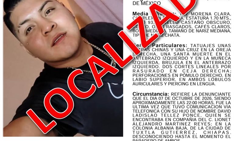 Grupo Interinstitucional ubica a dos personas con reporte de No Localizados